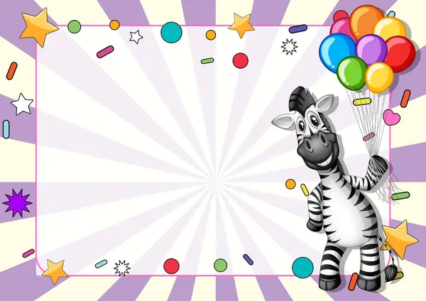 Cartoon Zebra Balloons Festive Background Стоковый вектор
