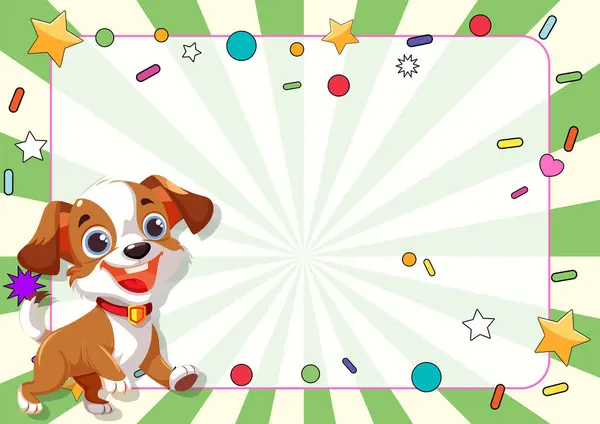 Lindo Perro Rodeado Estrellas Decoraciones Coloridas Gráficos vectoriales