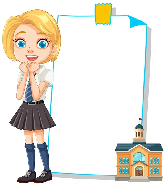 Young Girl School Uniform Empty Display Board Royalty Free Stock Illustrations