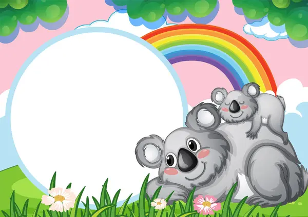 Due Koala Che Giocano Sotto Arcobaleno Colorato Vettoriali Stock Royalty Free