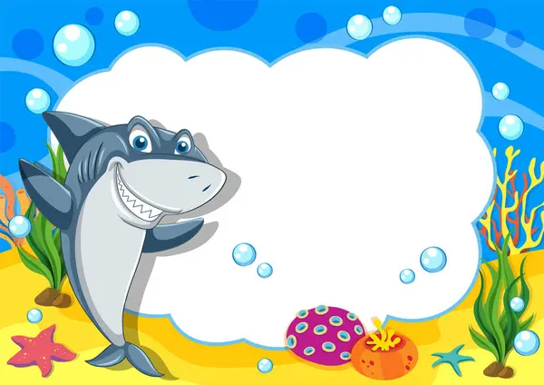 Lächelnder Hai Mit Buntem Korallenriff Hintergrund Stockillustration
