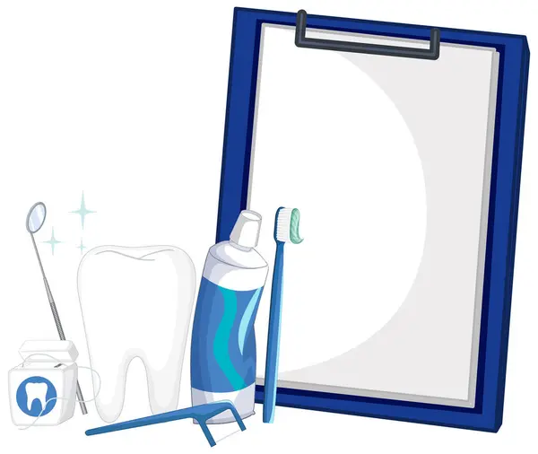 Vektor Illustration Von Zahnpflege Tools Und Clipboard Stockvektor
