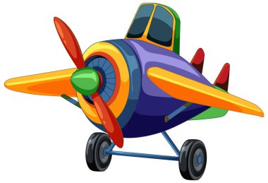Bir çizgi film uçağının parlak renkli vektör çizimi