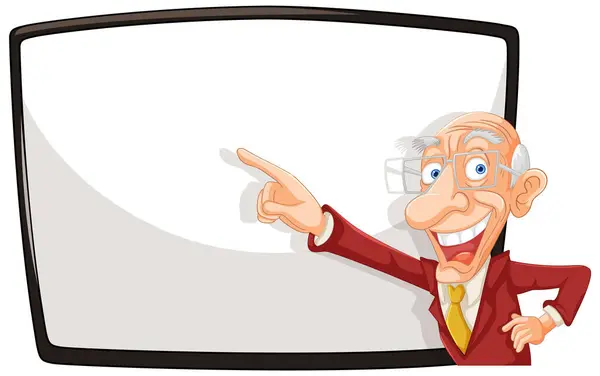 Cartoon Senior Man Pointing Blank Board Royalty Free Stock Illustrations