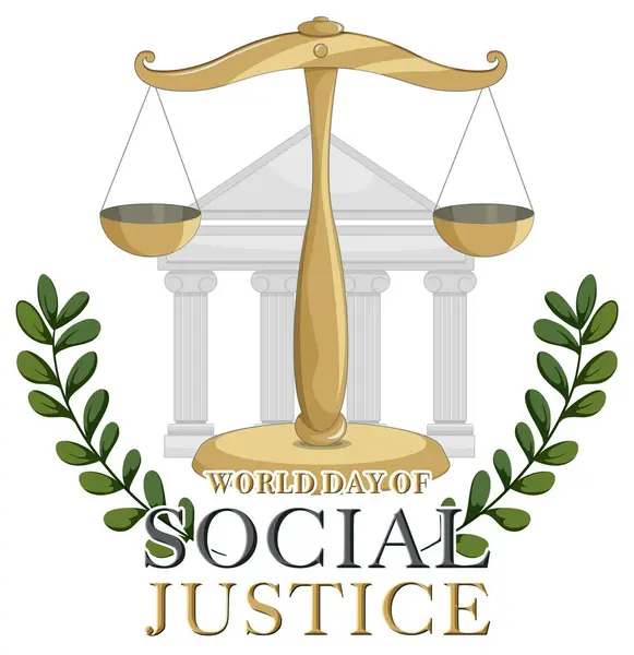 stock vector Golden scales of justice with classical columns