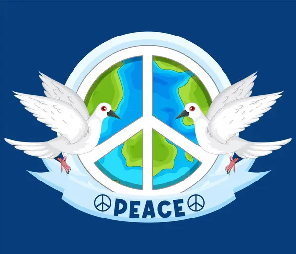 Doves Flying Peace Symbol Earth Illustrazione Stock