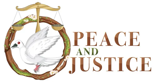 用象征和平与正义的天平的鸽子 免版税图库矢量图片