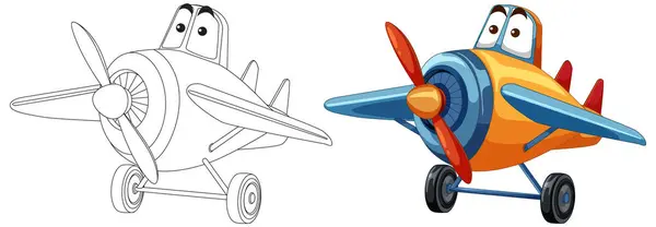 Ilustração Avião Colorido Desenhos Animados Com Olhos Vetores De Stock Royalty-Free