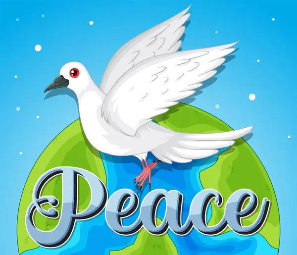 Beyaz Güvercin Barış Metniyle Dünya Üzerinde Uçuyor Telifsiz Stok Illüstrasyonlar