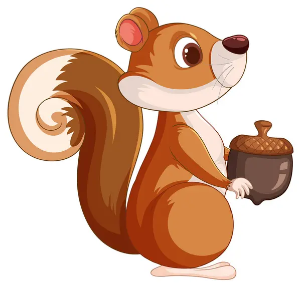 Vector Illustration Cute Squirrel Acorn Stock Illustration
