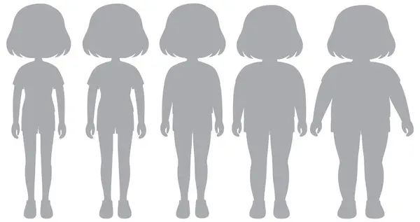 Silhouettes Showing Different Body Mass Indexes Ilustração De Stock