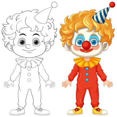 Renkli ve özet versiyonlu vektör palyaçosu