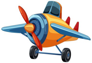 Bir çizgi film uçağının parlak renkli vektör çizimi