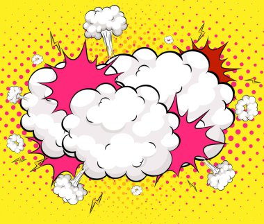 Colorful comic explosion with clouds and sparks clipart