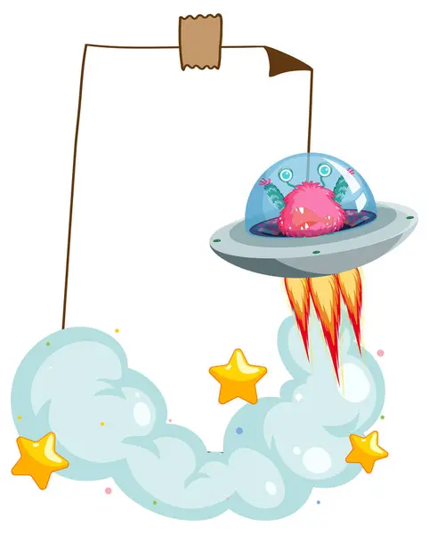 stock vector Cute alien in a flying saucer