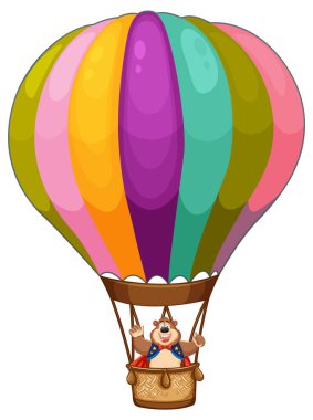 Ayı canlı sıcak hava balonu yolculuğunun tadını çıkarıyor.