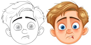 Şaşırmış yüzlü bir çocuğun tasviri