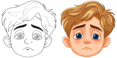 Vektör stilinde üzgün bir çocuğun yüzü