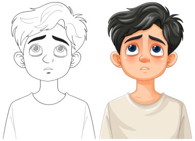 Üzgün bir yüzü olan bir çocuk