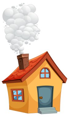 Baca dumanlı bir ev tasviri