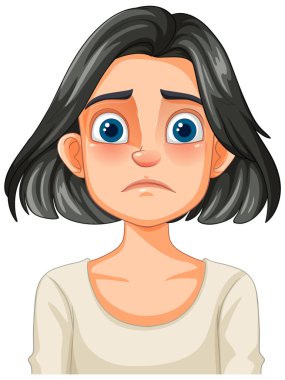 Mavi gözlü endişeli bir kadının tasviri