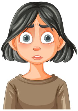 Şaşırmış bir ifadeyle çizgi film kızı.