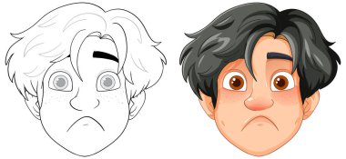 Üzgün yüz çiziminin iki versiyonu