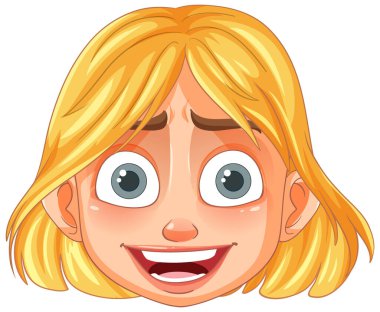 Büyük gülüşlü sarışın kız.