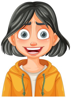 Sarı kapüşonlu gülümseyen kız