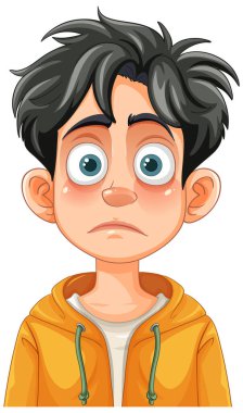 A cartoon boy with a surprised expression clipart