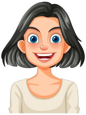 Smiling woman with short black hair clipart