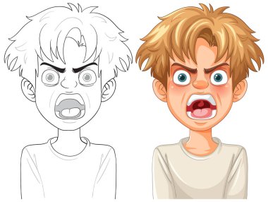 Öfke gösteren bir çocuğun vektör sanatı