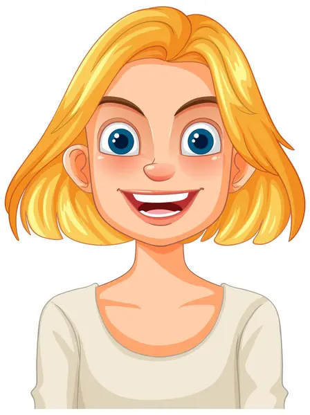 stock vector Cheerful blonde woman with a big smile