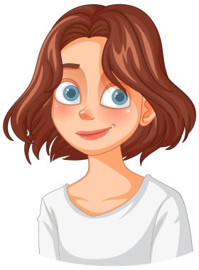 Arkadaşça gülümseyen bir kızın tasviri.