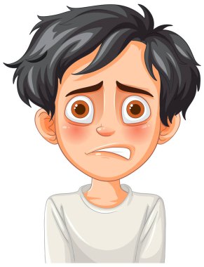 Endişeli ve endişeli görünen bir çocuğun tasviri