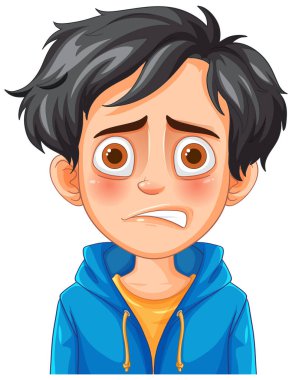 Yüzünde endişeli bir ifade olan bir çocuğun tasviri