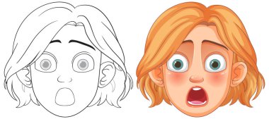 Şaşırmış bir yüzün renk ve ana hatları