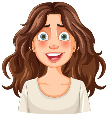 Gülümseyen kadın anlamlı gözleri ve dalgalı saçlarıyla