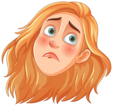 Çizgi film yüzü endişeli bir ifade sergiliyor