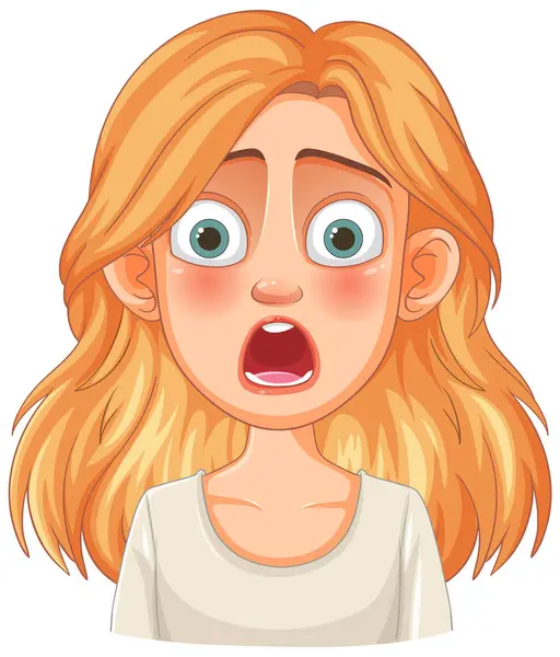 stock vector Illustration of a shocked woman with wide eyes