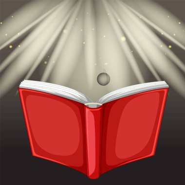 Parlayan ışık huzmeleri olan kırmızı kitap