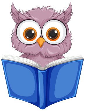 Mavi kitabı olan bir baykuş.