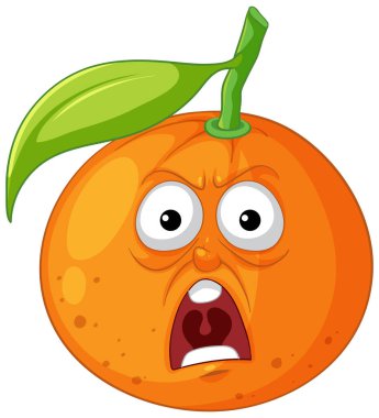 Şok olmuş bir ifadeyle portakal meyvesi.