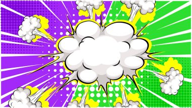 Dinamik efektli renkli çizgi roman tarzı patlama