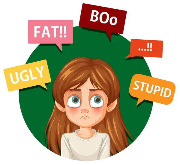 stock vector Illustration of a girl facing verbal abuse