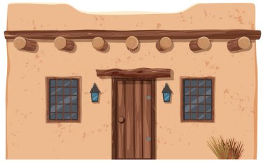 Illustration of a rustic adobe house