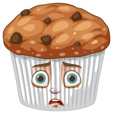 Yüzünde hüzünlü bir ifade olan bir kek.