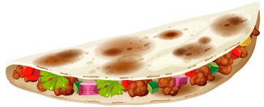 Taze malzeme ve baharatlı renkli taco.