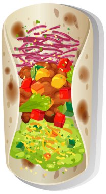 Canlı, lezzetli bir Meksika Burrito vektör çizimi
