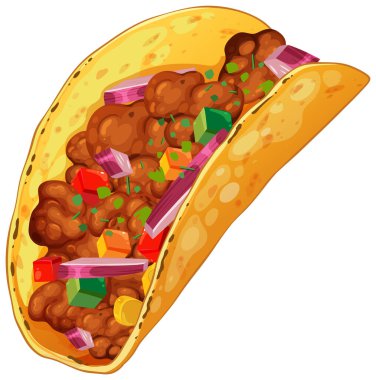 Çeşitli malzemeli renkli taco.